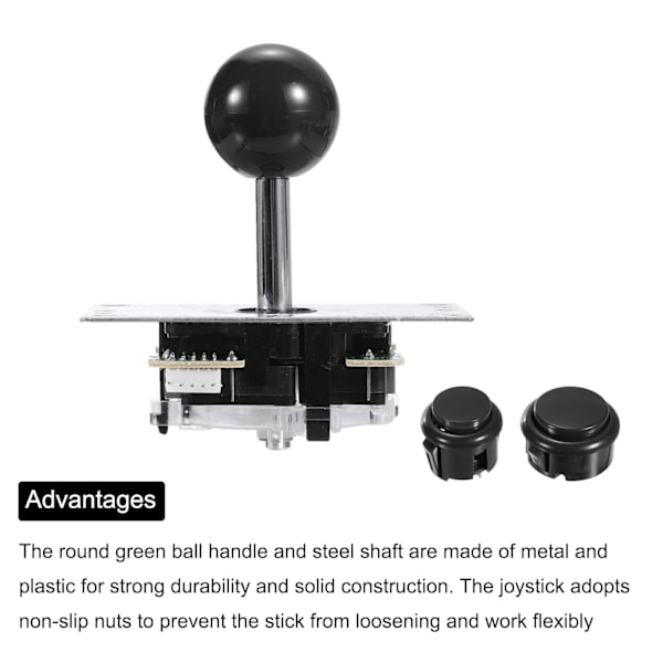 PC Joystick DIY Kit Arkadespil Dele Knap ABS 5 Pin til Klassisk Sort - Sort Black