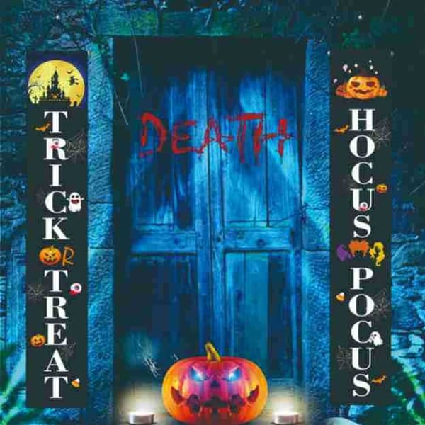 Glad Halloween Banner Dekorationer, Halloween Dörr Banner Häxor
