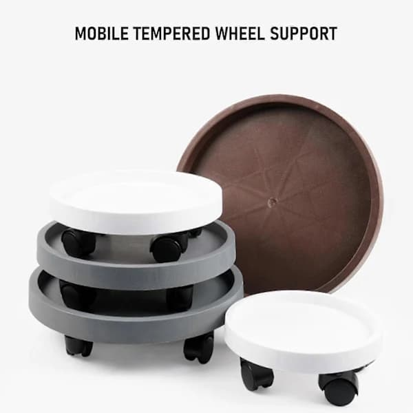 (pow yeah!) [XJ] Thickened Round Planter Tray with Wheels, Durable Mobile Flower Planter Base for Large Potted Plants, 1 Coffee 1 Coffee 360