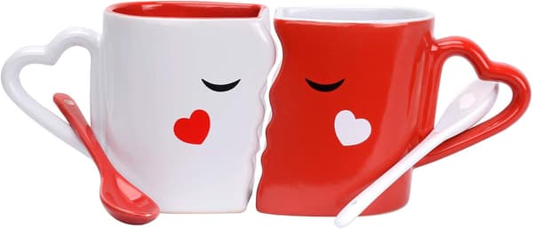 2-pack Par Koppmugg Set, Kyssande Muggar med Jubileums- och Alla hjärtans dag-presenter för Par