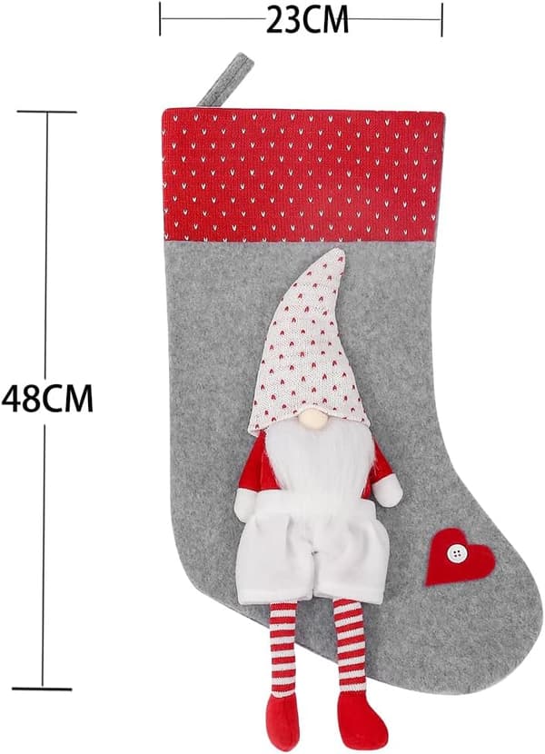 3 store klassiske julestrømper til ophæng, tegneserie nisse strømpe