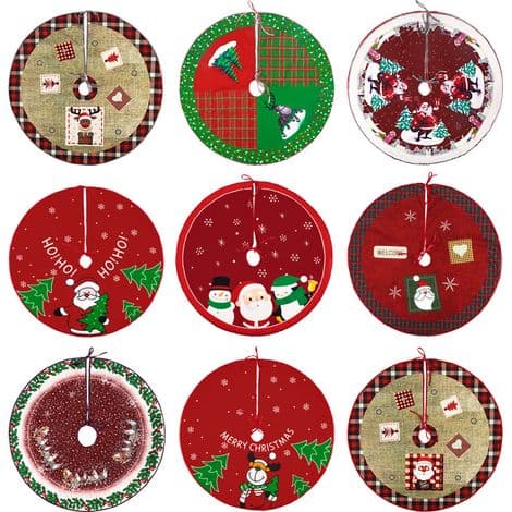 Juletræstæppe, 90 cm diameter, boligindretning, tilbehør til julefrokostdekoration (Stil 3)