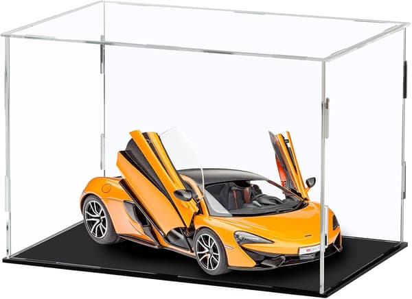 Akryl displayboks, transparent akryl displaykube til samlerfigurer - Sort, 30x20x20cm (11,8x7,9x7,9in)