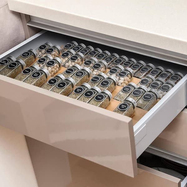 Storage Rack Bamboo Spice Organizer Drawer Stackable Kitchen Shelf 4-Tier Cabinet Storage Box Home Organizer