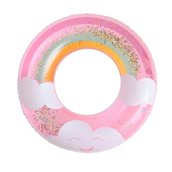 73 cm Crystal Inflatable Swim Ring, Pink Cloud, Thick Water Recreation Float for Teenagers