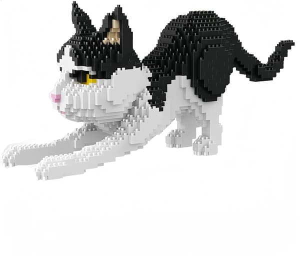 Cat Mini Building Blocks Animal Set, DIY Micro 3D Building Toy Bricks, 1390 Pieces Black and White Cat