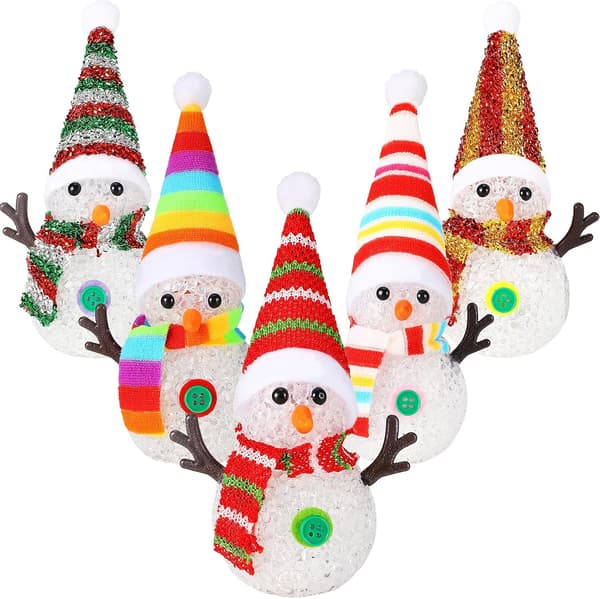 5-pack snögubbe LED-lampor 7 färgskiftande, julbord