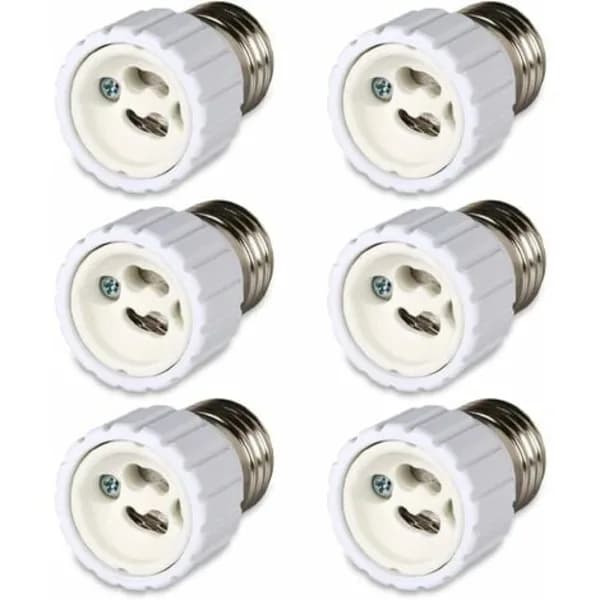 (pow yeah!) TS-sett med 6 E27 bajonettfatning til GU10 sokkeladapter, 220 til 240 V [Energiklasse A]