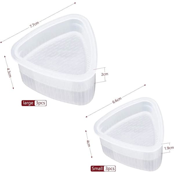 6 st Triangulära Sushiformar i 2 Storlekar Onigiri Risbollsformar Non-Stick Risbolls Bento Pressformar Nigiri Formar för Kök DIY Matlagning