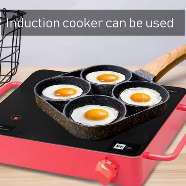 Hamburgerpande - JOULLI - 4 huller - Non-stick - Aluminiumslegering - Velegnet til alle kogeplader