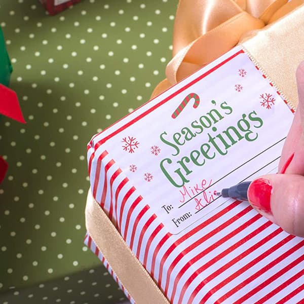 balnc 300 pcs/roll Merry Christmas Kraft Paper Label Self-adhesive