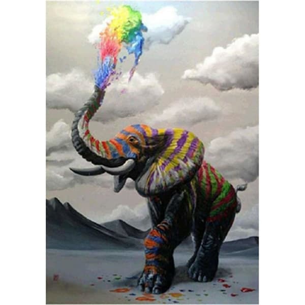 50x50cm Diamantmaling Firkantede Perler 5D DIY Dyr Elefant multi