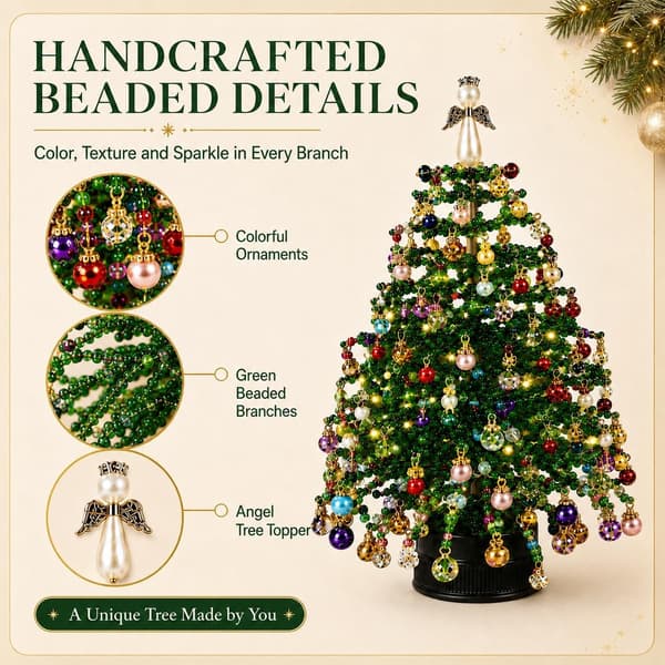DIY Beaded Christmas Tree Kit, 3D Crystal Christmas Craft Kit for Adults (#C) #C