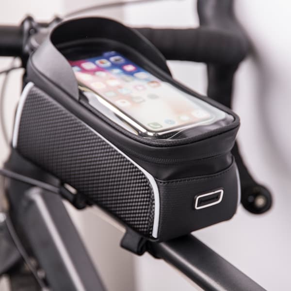 Vandtæt cykelrammetaske med skærmet telefonholder Model02 Sort