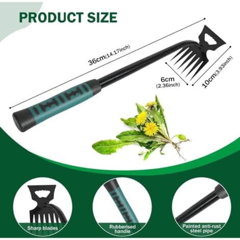 Weeding Tool, 6-Tooth Multifunctional Manual Weeding Tool, Portable Garden Weeding Tool, Farm and Garden Weeding Tool (FMY)