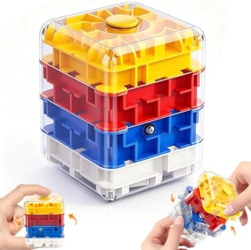 2-i-1 Fidget Spinner Labyrintkub 3D Pussel Hjärngympa 4 Nivåer 4 Level