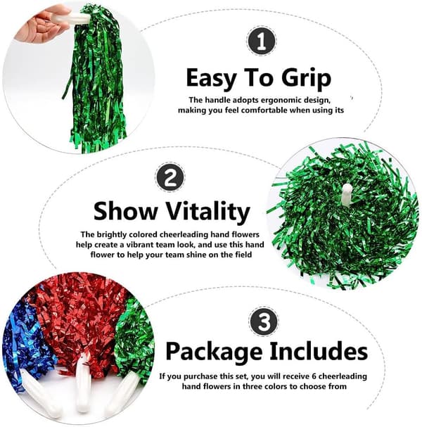 6 kpl Cheerleading Pom Poms, Cheerleader Pompomit, Cheerleading