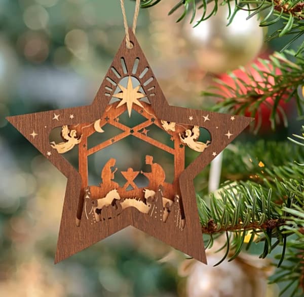 Juletrepynt Stjerne Julekrybbe Jesus