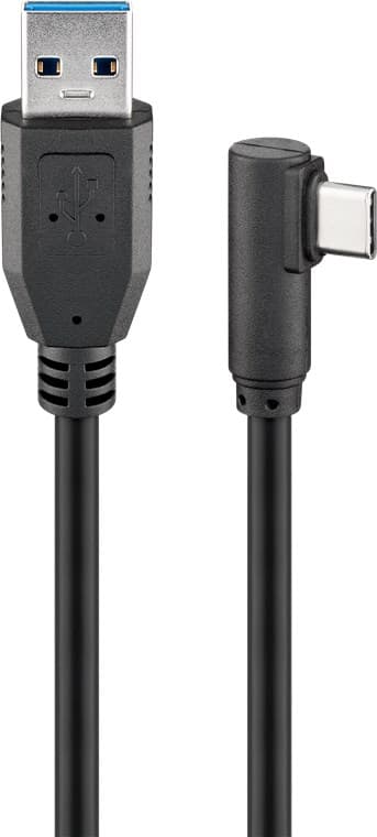 USB 3.0 USB-C™–USB-A-kaapeli, 90°, 1,5 m, musta Svart