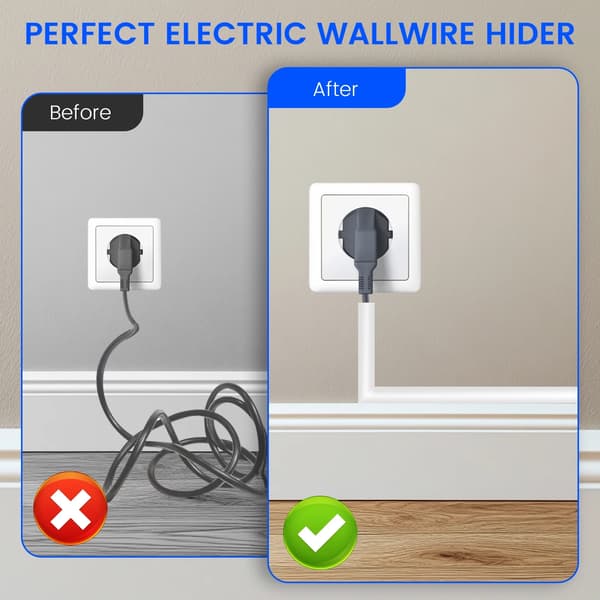 Self-adhesive cable organizer, flexible, paintable cable hider for TV and speaker cables, white, 6 meters