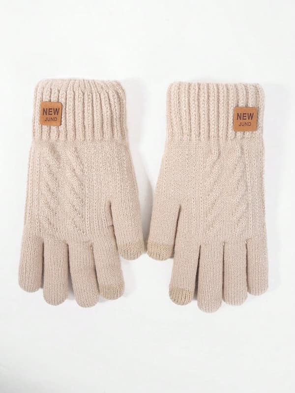 Unisex Isolerade Handskar, Beige - Tjockt Fleece Foder, Varma, för Höst/Vinter Pendling