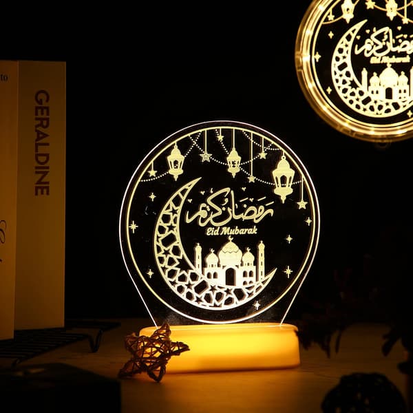 Ramadan LED Natlampe Stjerne Måne Eid Mubarak Borddekoration Gave