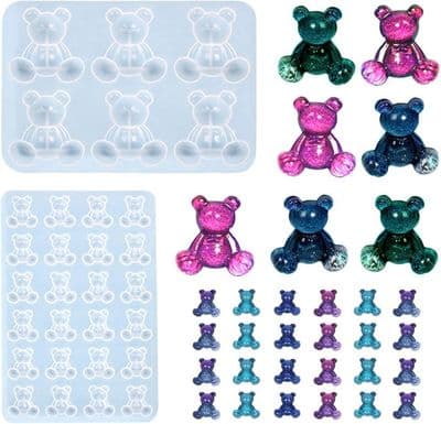2 stk. 3D Bamseform Epoxyharpiksform til Epoxyharpiks Nøglering Støbeharpiks til Øreringe