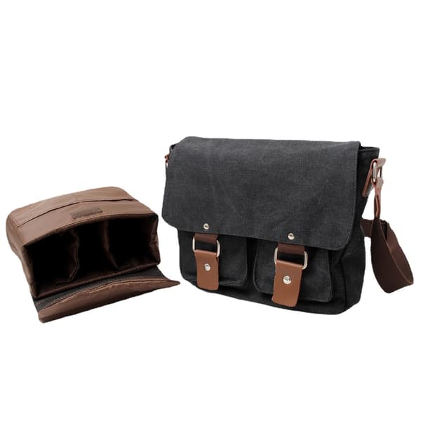 Militærgrøn vasket lærredstaske skuldertaske til mænd