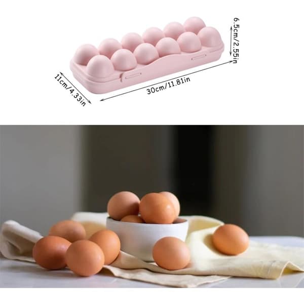 Eggoppbevaringsboks med lokk, 2 stk stablebar eggbeholder, 12 rom eggoppbevaringsboks