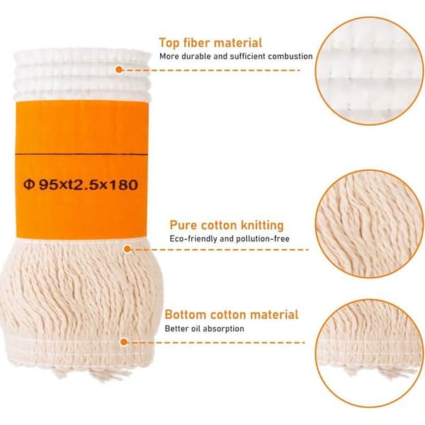 Replacement Wicks for Kerosene Heaters - 6-Pack - Woven Cotton - Clean and Odorless Combustion - For Stoves