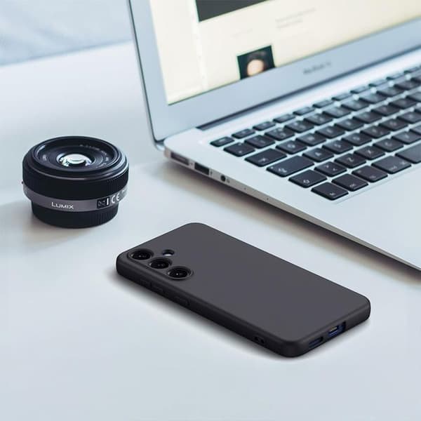 BOOLING Flydende silikonecover til Samsung Galaxy S25 FE med 2 hærdet glas[JUN] Sort Svart