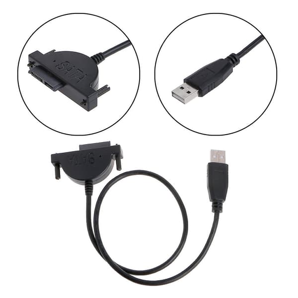 Ekstern USB til SATA 13-pinners (7+6) Laptop DVD CD-ROM Optisk Driveradapterkabel