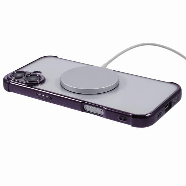 Case for iPhone 16 Plus Compatible with MagSafe Electroplated TPU Clear Phone Case - Dark Purple