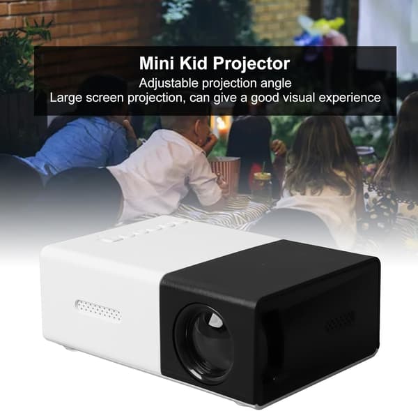 wxsp 1 Piece Wireless Projector Black White 4K Support Mobile Phone Screen Mirroring Mini Portable Projector Bedroom Home