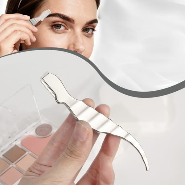 Stainless Steel Eyebrow Razor with 10 Replaceable Blades, Micro Guard, and Portable Case for Precision Shaping