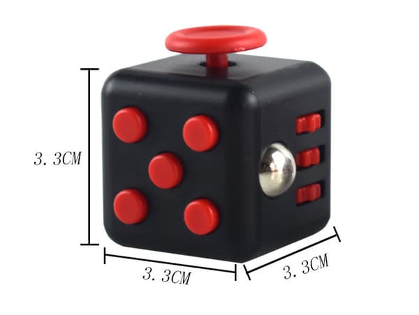 Fidget Cube - Rød/Svart - Dra opp Rubiks kube