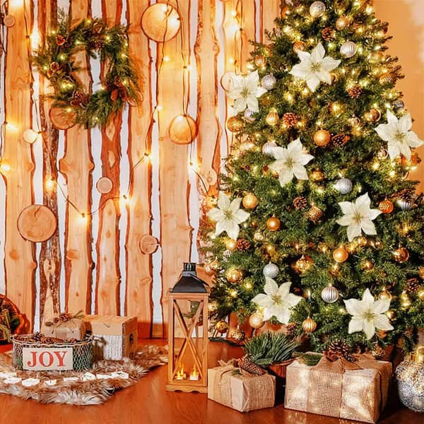 12 stk. glitter kunstige juleblomster kunstige juleblomster