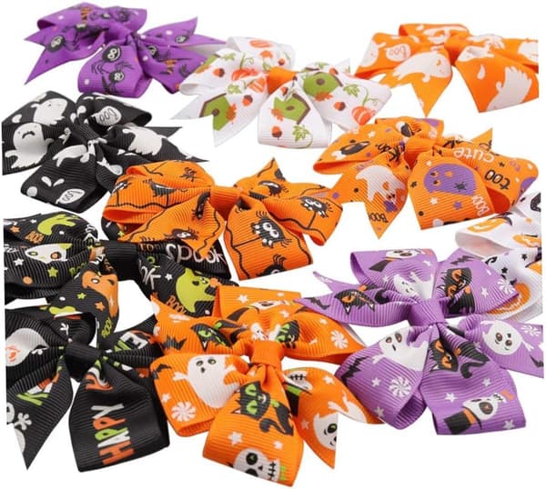 12 stk Halloween rosett hårspenner tilbehør morsomme trykte hårtilbehør