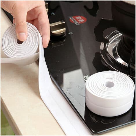 White Silicone Shower Sealing Strip 320x3.8cm Self-Adhesive Bathroom Kitchen Corner Sealing Strip[JUN]