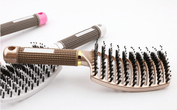 Gold Curved Large Curved Comb Boar Bristle Massage Comb Curly Hair