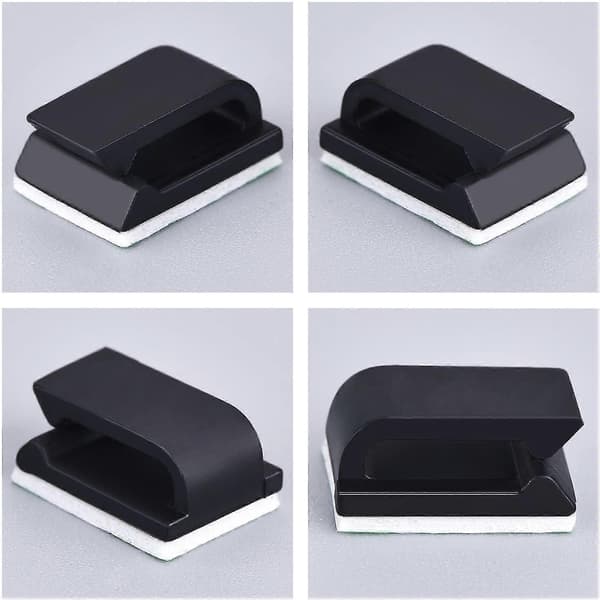 100 Pieces Self-Adhesive Cable Clips Wire Clips Cable Management Cord Holders (13 X 10 Mm, Black)