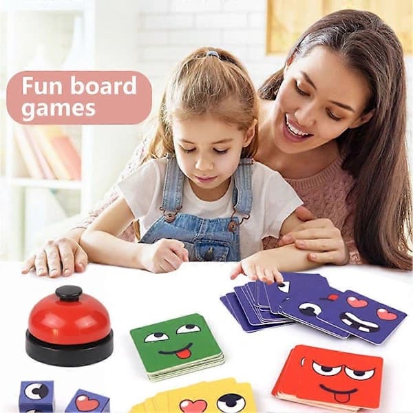 (Pow yeah!) Expression Puzzle Building Blocks Face Changing Building Blocks Matching Game Logical Thinking Training Toy with Bell