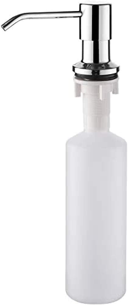 Silver Diskbänk Tvåldispenser 500ML, Flytande Pump Diffuser, Dold Diskmedelsdispenser, Krom