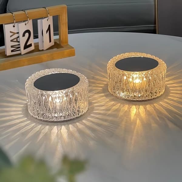 Crystal LED Table Lamp, 3-Level Adjustable Brightness, 16-Color Touch Controlled Rechargeable Lamp, Night Light, Bedside Lamp, Dining Table Lamp