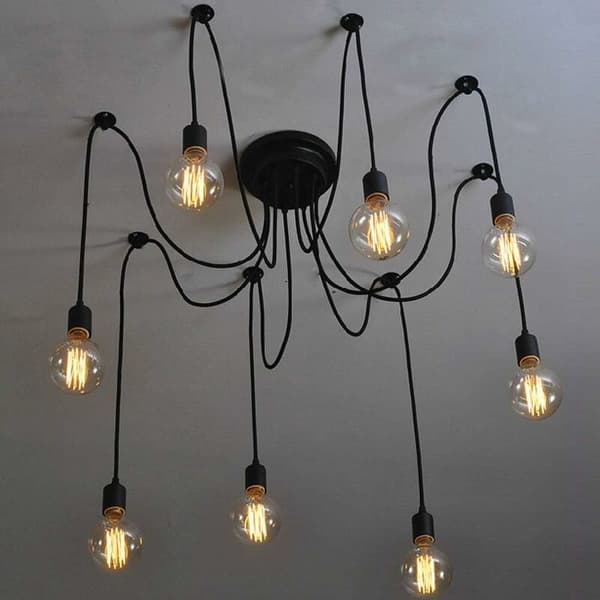 Justerbar Industriell Retro Pendellampa 8-Arm Multi-Ljus Taklampa för Sovrum Restaurang Bar Café (Glödlampa Ingår Ej)[JUN]