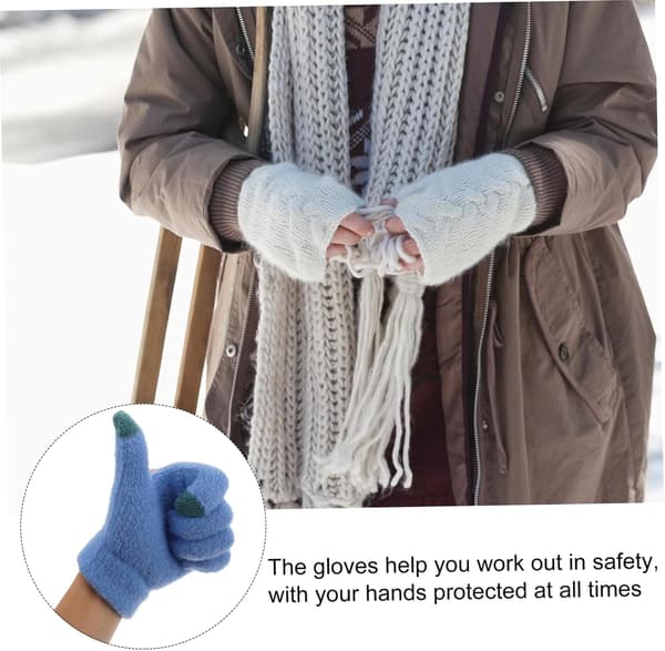 Vinterpekskärmshandskar för kvinnor Tjocka stickade plyschhandskar för höst- och vinterbruk utomhus
