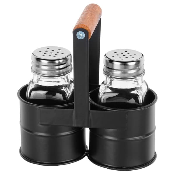 Salt- og pepperbøsser med stativ, 3 stk
