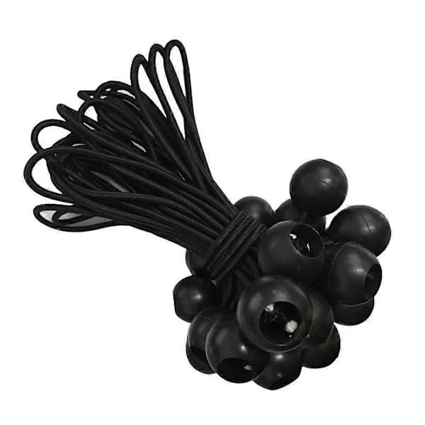 (pow yeah!) Elastisk strikk med høy elastisitet, ball, teltstropper, campingtilbehør, svart, 15 cm for utendørsaktiviteter, 25 stk