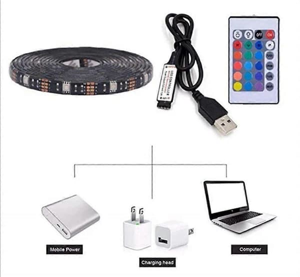 2M IP65 LED-lyskæde RGB SMD5050 - TV - Computer - Bil - USB Multicolor 2 stk. 2PC