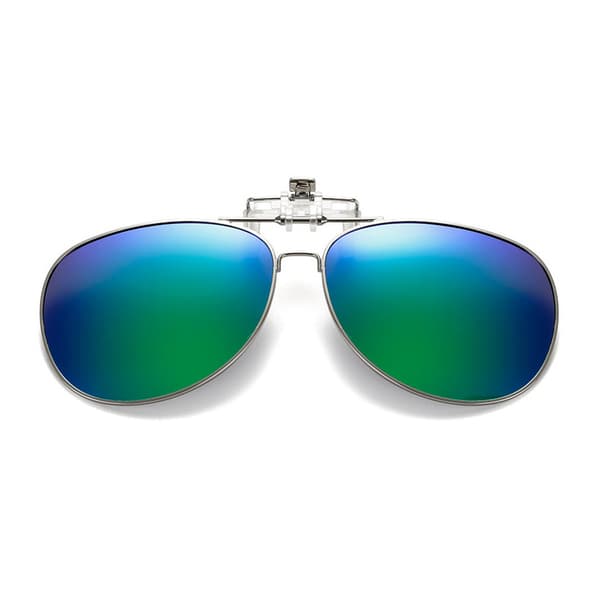 Uppfällbara Polariserade Aviator Clip-On Solglasögon Metall Blå